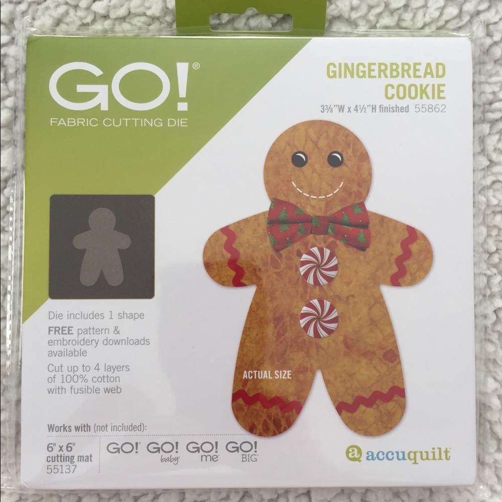 NWOT Accuquilt Go! Gingerbread Cookie Cutting Die